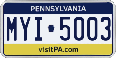 PA license plate MYI5003