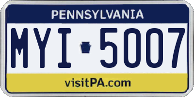 PA license plate MYI5007