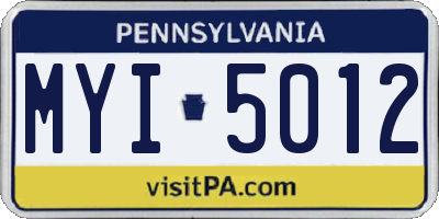 PA license plate MYI5012