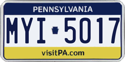 PA license plate MYI5017