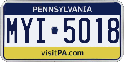 PA license plate MYI5018