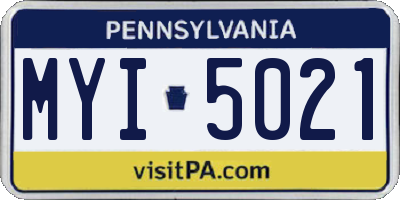 PA license plate MYI5021
