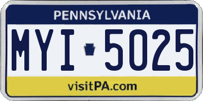 PA license plate MYI5025