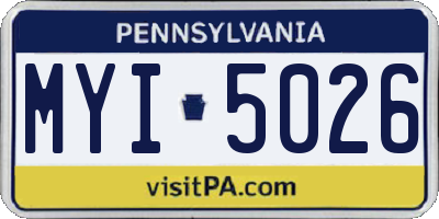 PA license plate MYI5026