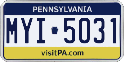 PA license plate MYI5031
