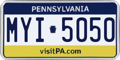 PA license plate MYI5050