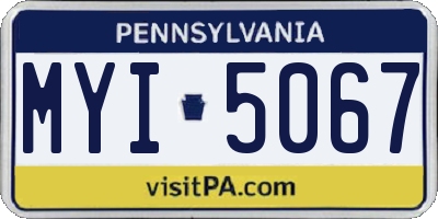 PA license plate MYI5067