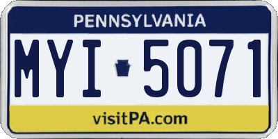 PA license plate MYI5071