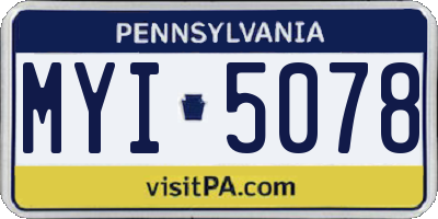 PA license plate MYI5078