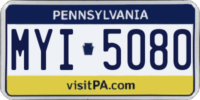 PA license plate MYI5080