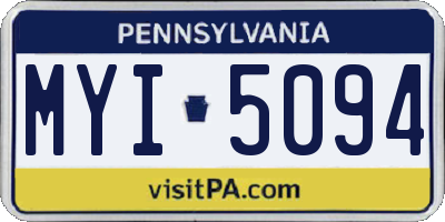 PA license plate MYI5094