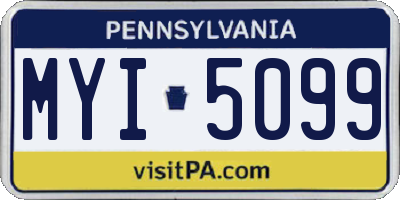 PA license plate MYI5099