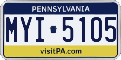 PA license plate MYI5105