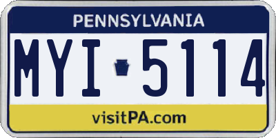 PA license plate MYI5114