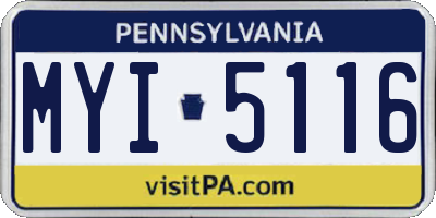 PA license plate MYI5116