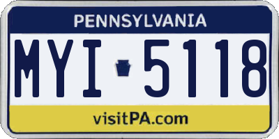 PA license plate MYI5118