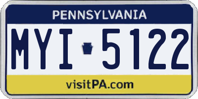 PA license plate MYI5122