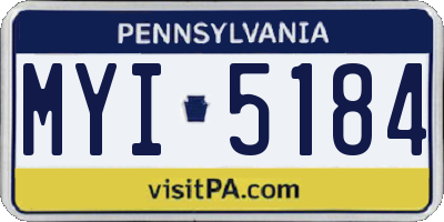PA license plate MYI5184