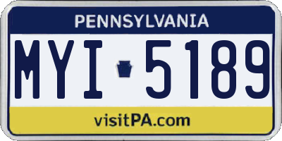 PA license plate MYI5189