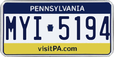 PA license plate MYI5194