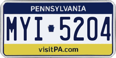 PA license plate MYI5204