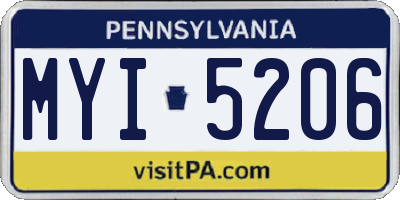 PA license plate MYI5206