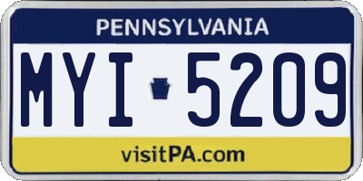 PA license plate MYI5209
