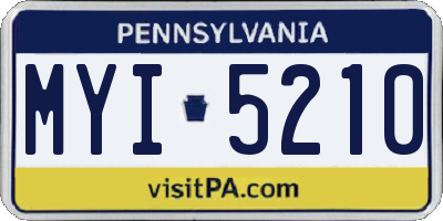 PA license plate MYI5210