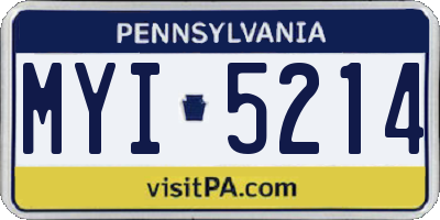 PA license plate MYI5214