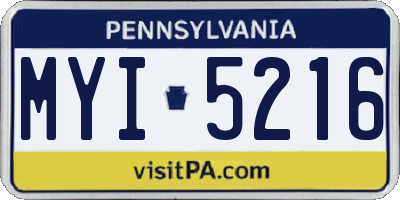 PA license plate MYI5216