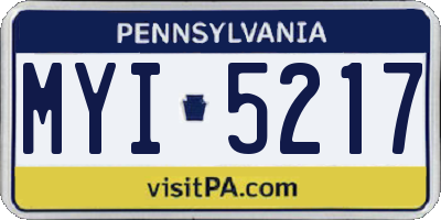 PA license plate MYI5217