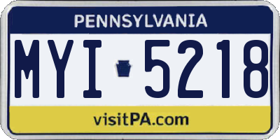 PA license plate MYI5218