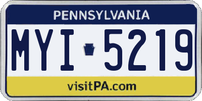 PA license plate MYI5219