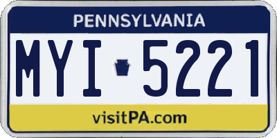 PA license plate MYI5221