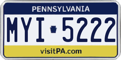 PA license plate MYI5222