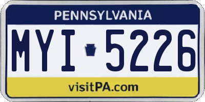 PA license plate MYI5226