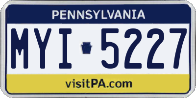 PA license plate MYI5227
