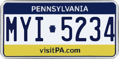 PA license plate MYI5234