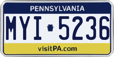 PA license plate MYI5236