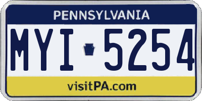 PA license plate MYI5254