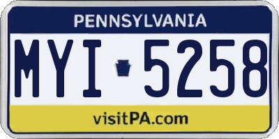PA license plate MYI5258