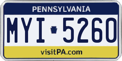 PA license plate MYI5260