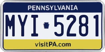 PA license plate MYI5281