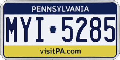 PA license plate MYI5285