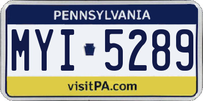 PA license plate MYI5289