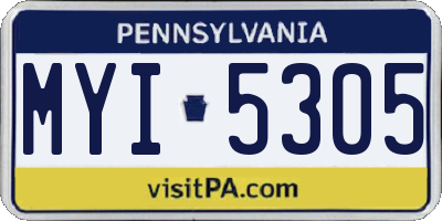 PA license plate MYI5305