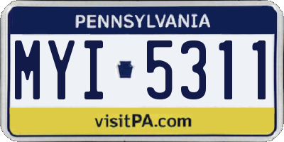 PA license plate MYI5311