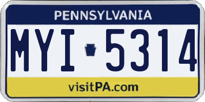 PA license plate MYI5314