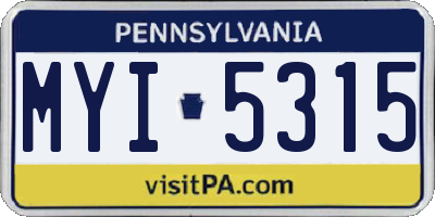 PA license plate MYI5315