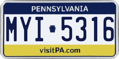 PA license plate MYI5316